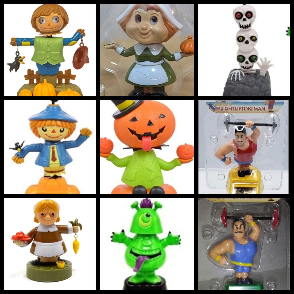 6-Assorted Holiday Solar-Bobblehead Toys for men, women, boys, and girls.